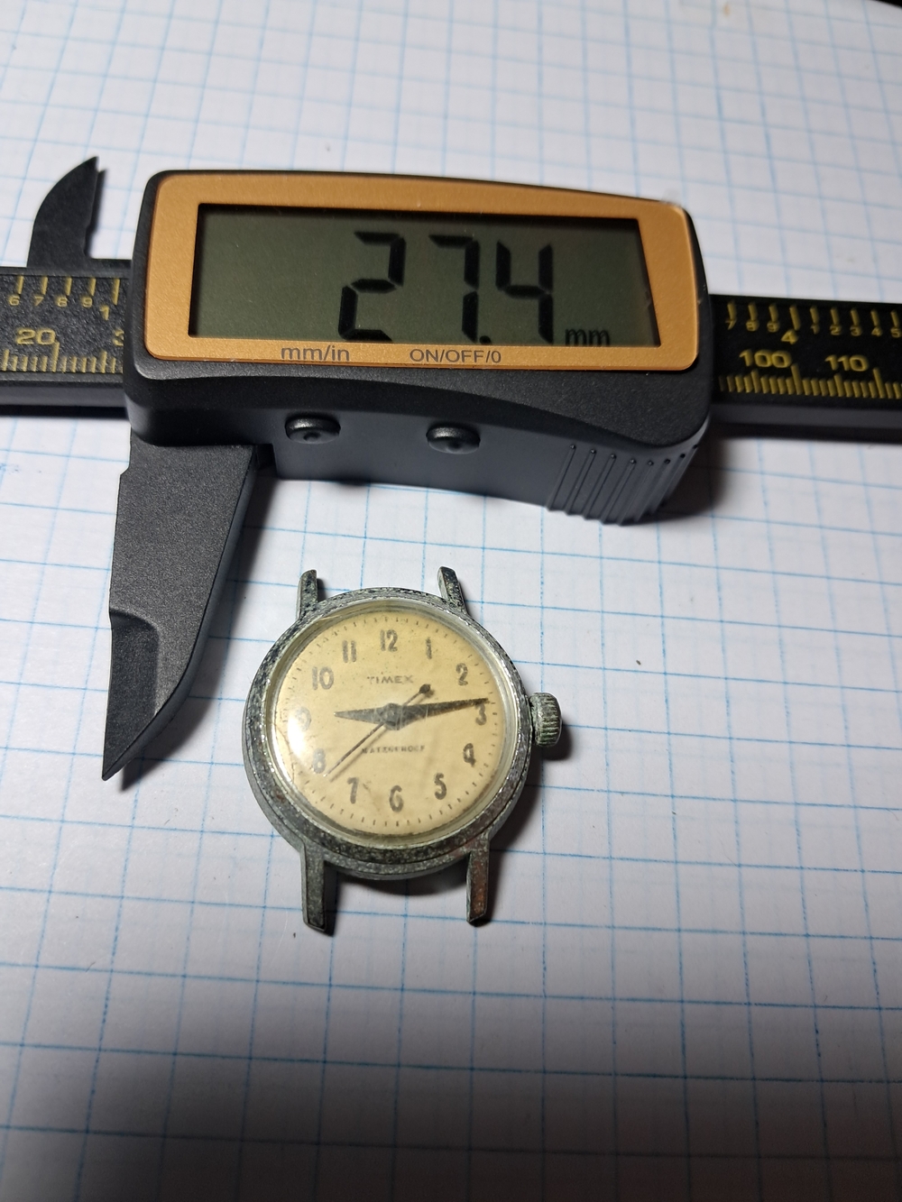 Timex Vintage Watch Case with Cream Dial and Silver-Tone Case